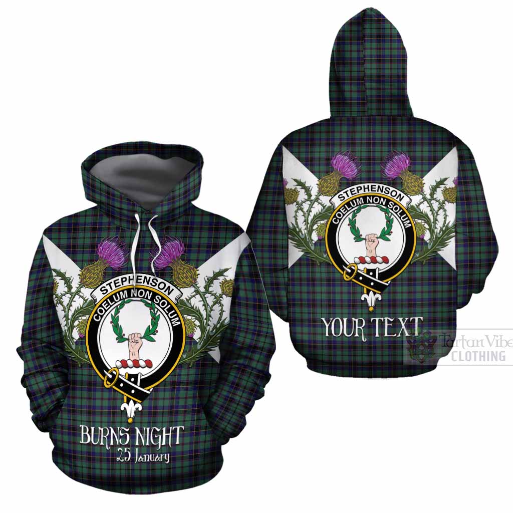 Stephenson (Stevenson) Tartan Family Crest Cotton Hoodie Scottish Burns Night Thistle Floral