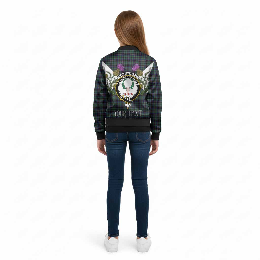 Stephenson (Stevenson) Tartan Family Crest Kid Bomber Jacket Scottish Burns Night Thistle Floral