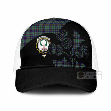 Stephenson (Stevenson) Tartan Family Crest Mesh Trucker Cap Scotland Thistle Floral Flag Style