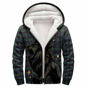 Stephenson (Stevenson) Tartan Family Crest Sherpa Hoodie Crowned Lion Roaring