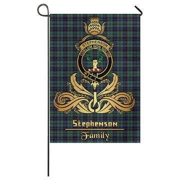 Stephenson (Stevenson) Tartan Garden Flag with Highland Thistle Cherish Family Crest Style