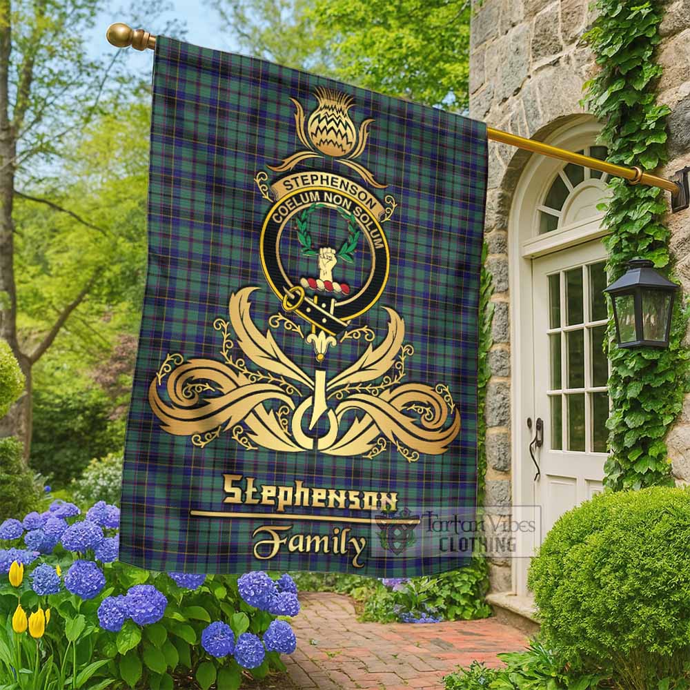 Stephenson (Stevenson) Tartan Garden Flag with Highland Thistle Cherish Family Crest Style - Tartan Vibes Clothing