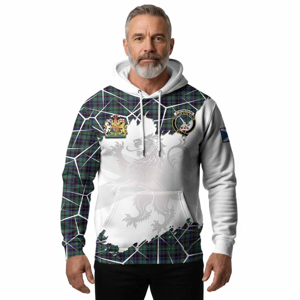 Stephenson (Stevenson) Tartan Hoodie with Family Crest and Lion Rampant Grunge Style
