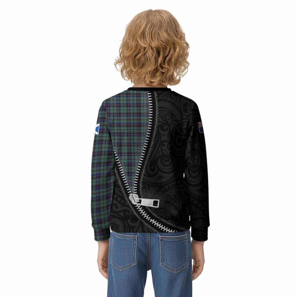 Stephenson (Stevenson) Tartan Kid Knitted Sweatshirt New Zealand Pattern Unique Zipper Stylized