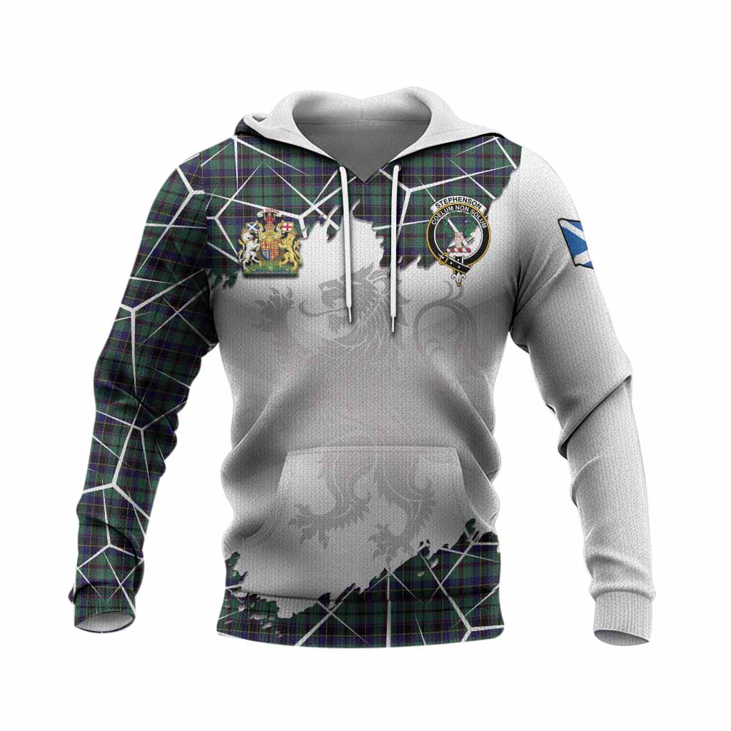 Stephenson (Stevenson) Tartan Knitted Hoodie with Family Crest and Lion Rampant Grunge Style