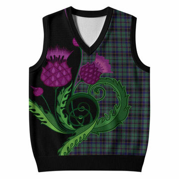 Stephenson (Stevenson) Tartan Knitted V-Neck Vest Traditional Scottish Thistle