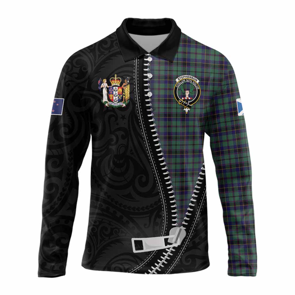 Stephenson (Stevenson) Tartan Long Sleeve Polo Shirt New Zealand Pattern Unique Zipper Stylized