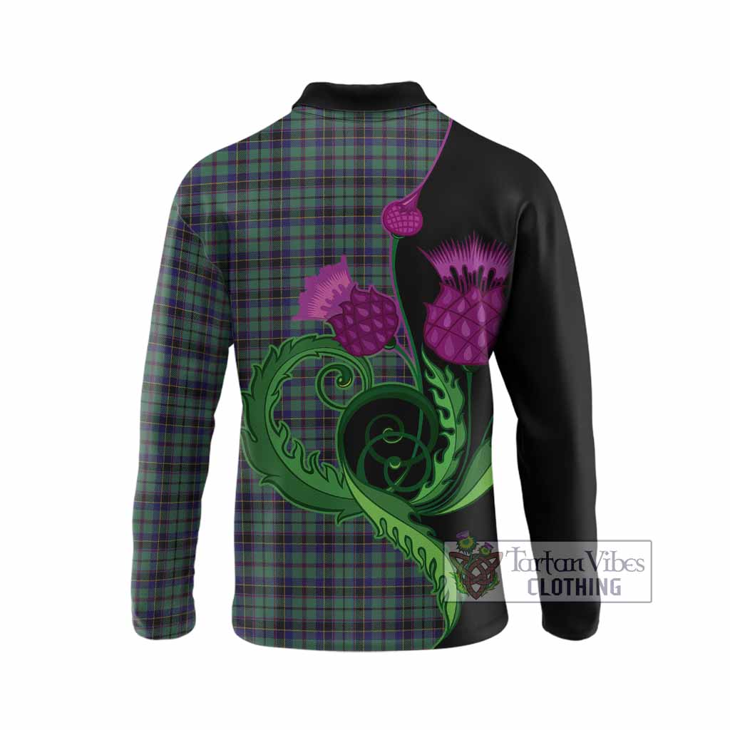 Stephenson (Stevenson) Tartan Long Sleeve Polo Shirt Traditional Scottish Thistle