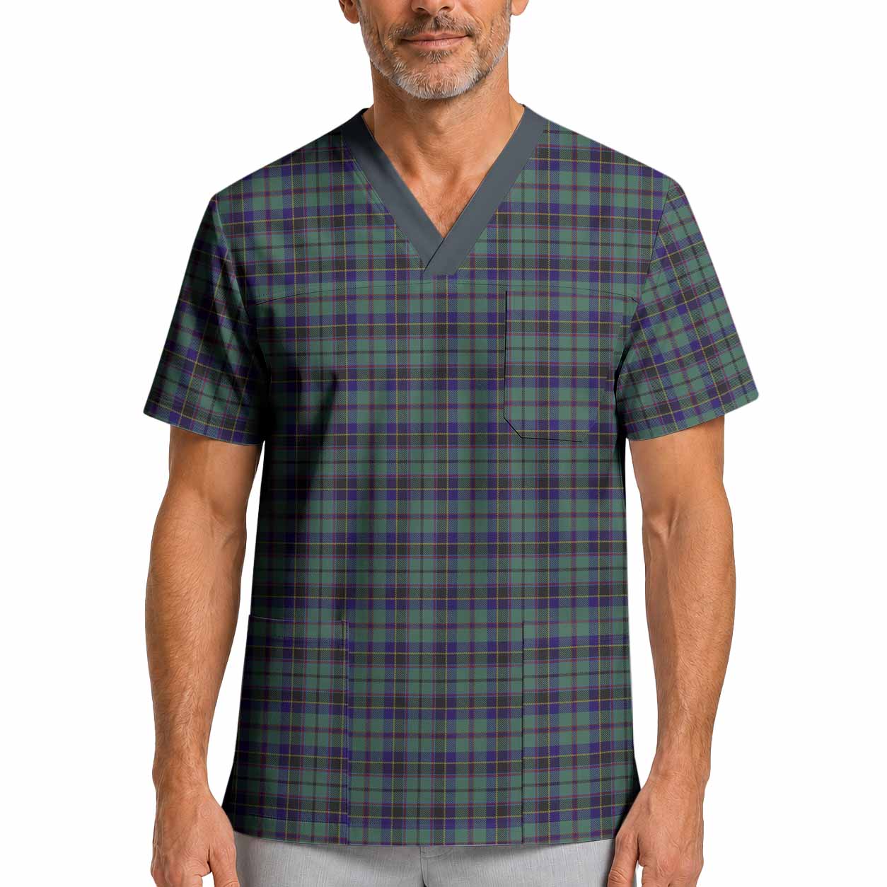 Stephenson (Stevenson) Tartan Scrub Top XL - Tartan Vibes Clothing