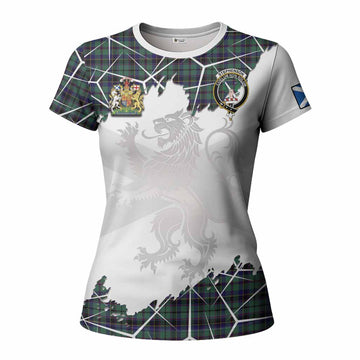 Stephenson (Stevenson) Tartan Women T shirt with Family Crest and Lion Rampant Grunge Style