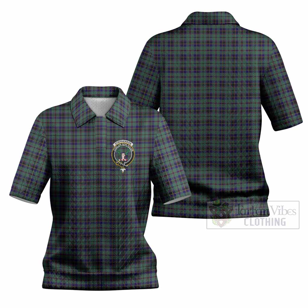 Stephenson (Stevenson) Tartan Women’s Polo Sweater Top with Family Crest