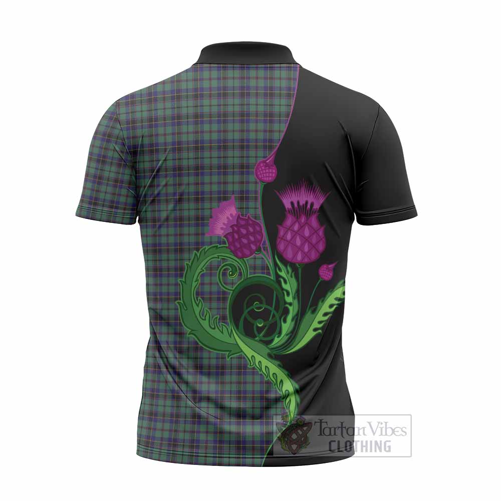 Stephenson (Stevenson) Tartan Zipper Polo Shirt Traditional Scottish Thistle