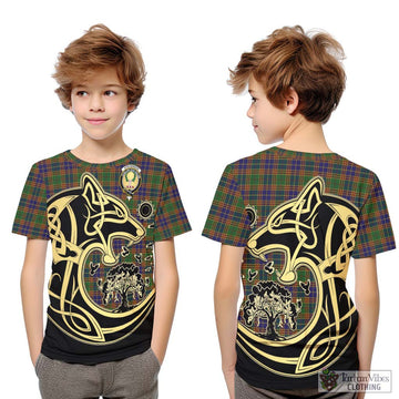 Stevenson Tartan Kid T-Shirt with Family Crest Celtic Wolf Style Youth XL Size14 - Tartan Vibes Clothing