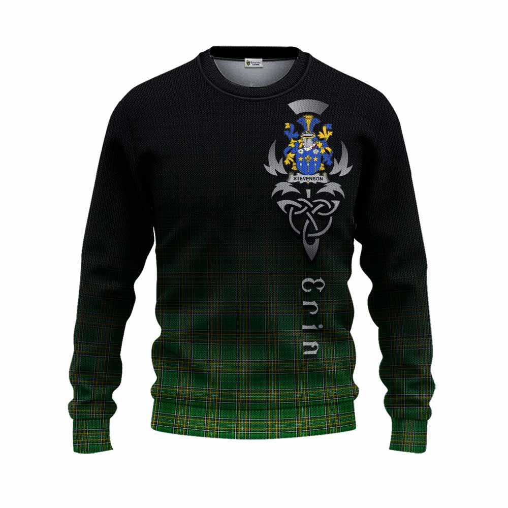 Stevenson Irish Clan Knitted Sweater with Coat of Arms Erin Go Bragh Celtic Inspired Unisex - Tartan Vibes Clothing