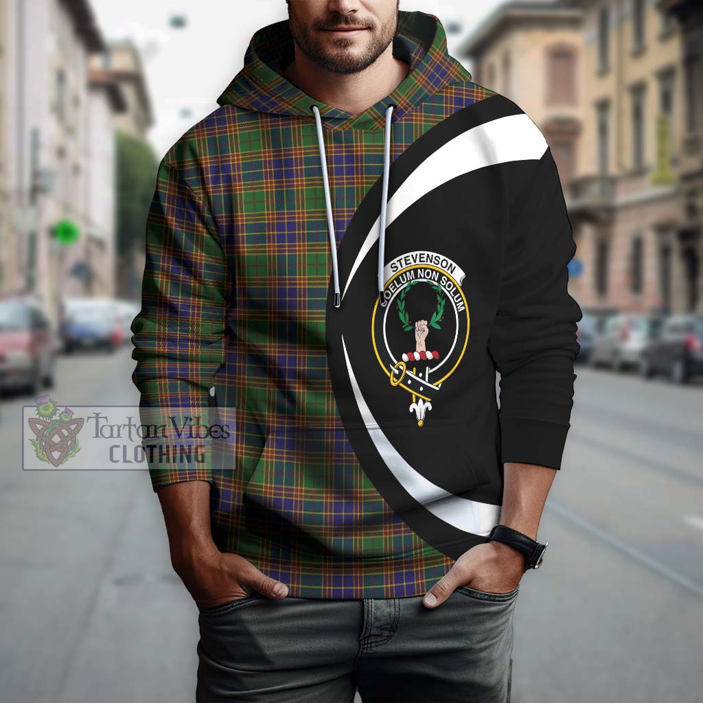 Stevenson Tartan Hoodie with Family Crest Circle Style Zip Hoodie - Tartan Vibes Clothing