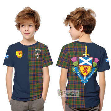 Tartan Vibes Clothing Stevenson Tartan Kid T-Shirt with Scottish Lion Royal Arm Half Style