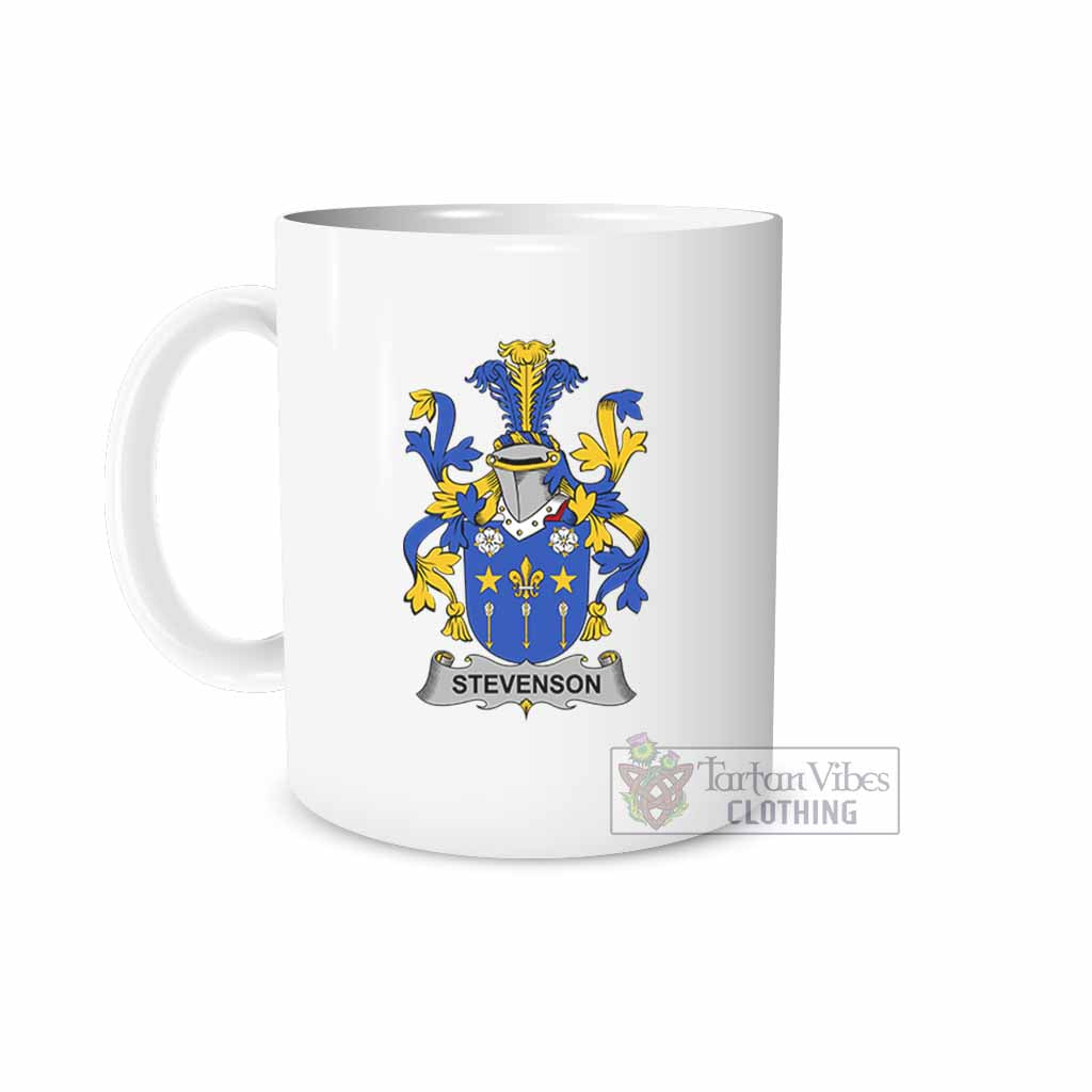 Stevenson Irish Clan Coat of Arms Ceramic Mug White - 2D-tartanvibesclothing