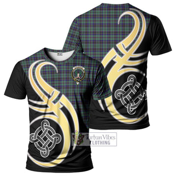Tartan Vibes Clothing Stevenson Tartan T-Shirt with Family Crest and Celtic Symbol Style
