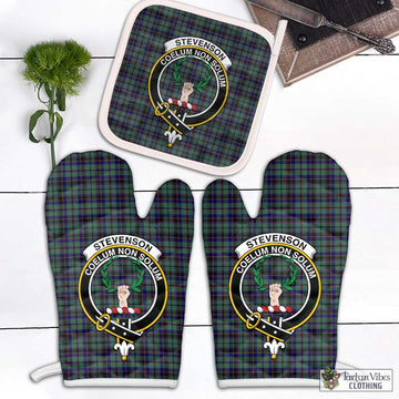 Stevenson Tartan Combo Oven Mitt & Pot-Holder with Family Crest Combo 1 Oven Mitt & 1 Pot-Holder White - Tartan Vibes Clothing