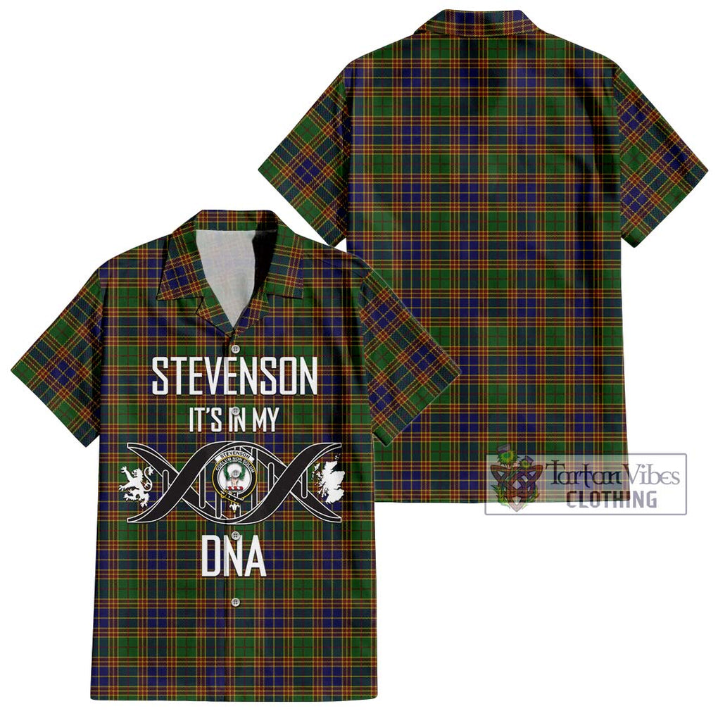 Stevenson Tartan Short Sleeve Button Shirt with Family Crest DNA In Me Style Kid - Tartanvibesclothing Shop