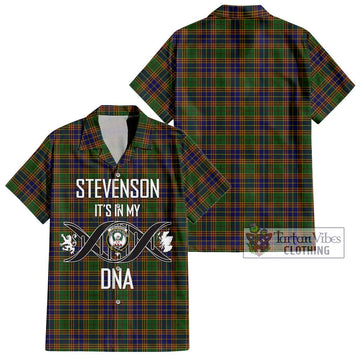 Stevenson Tartan Short Sleeve Button Shirt with Family Crest DNA In Me Style Kid - Tartanvibesclothing Shop