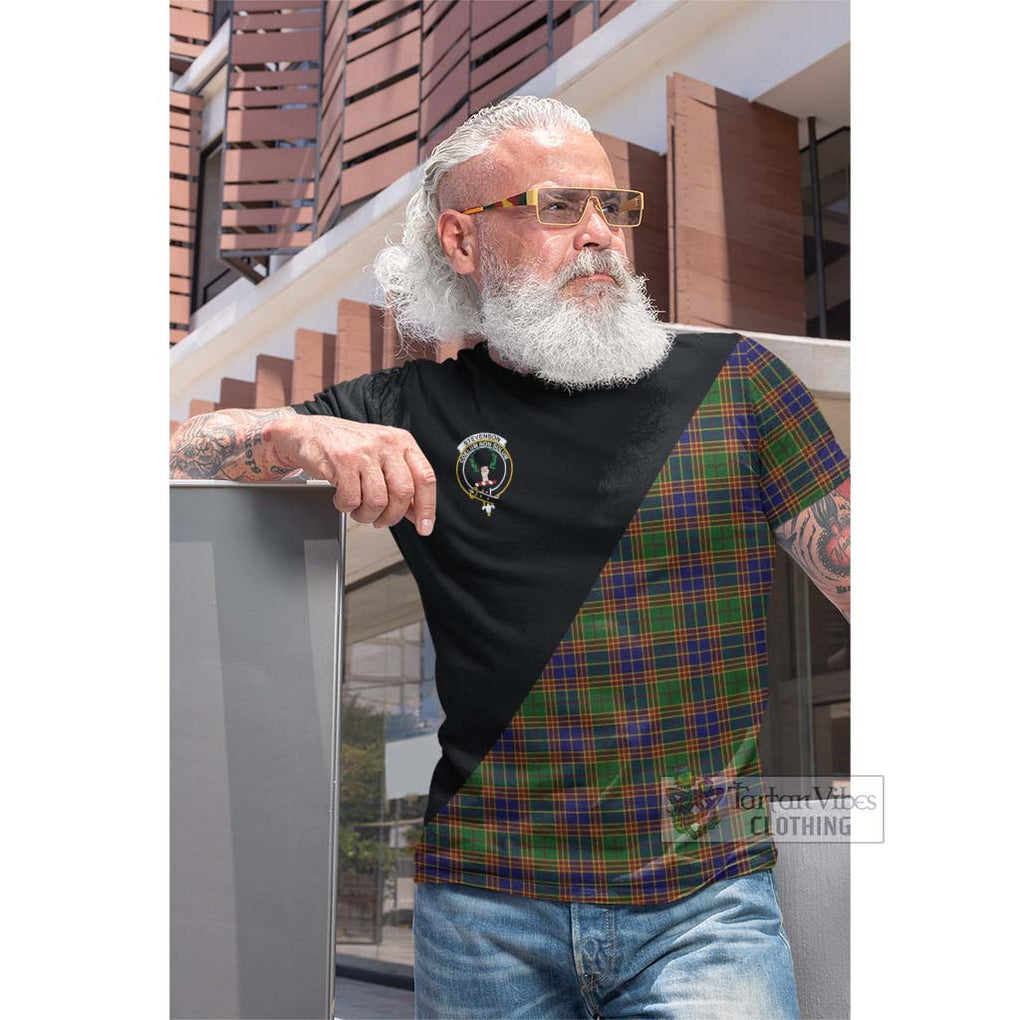 Tartan Vibes Clothing Stevenson Tartan Cotton T-shirt with Family Crest and Military Logo Style