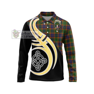 Stevenson Tartan Long Sleeve Polo Shirt with Family Crest and Celtic Symbol Style Unisex - Tartan Vibes Clothing