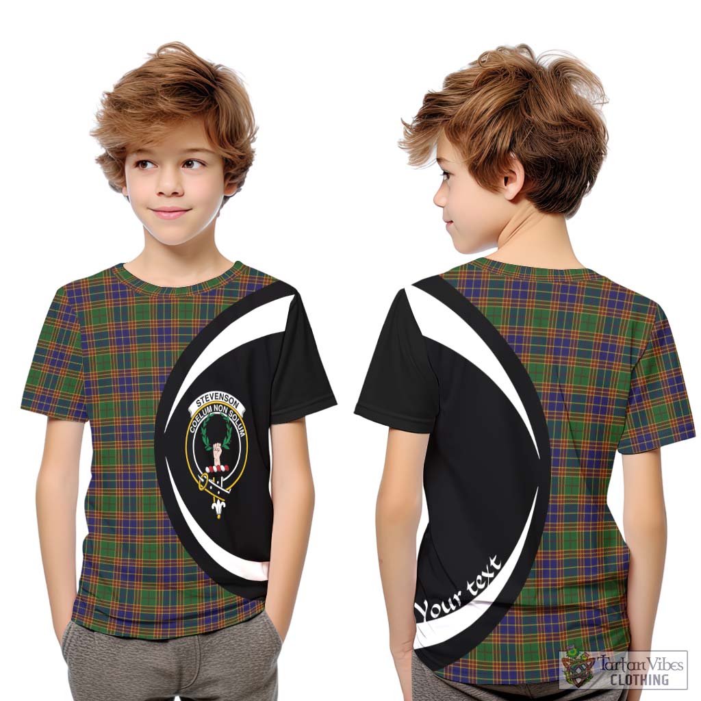 Stevenson Tartan Kid T-Shirt with Family Crest Circle Style Youth XL Size14 - Tartan Vibes Clothing