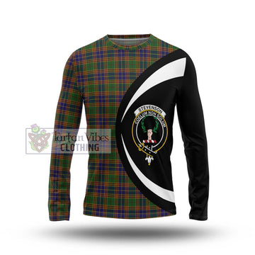 Stevenson Tartan Long Sleeve T-Shirt with Family Crest Circle Style Unisex - Tartan Vibes Clothing