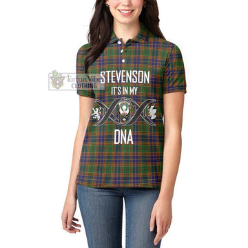Stevenson Tartan Women's Polo Shirt with Family Crest DNA In Me Style Women - Tartanvibesclothing Shop