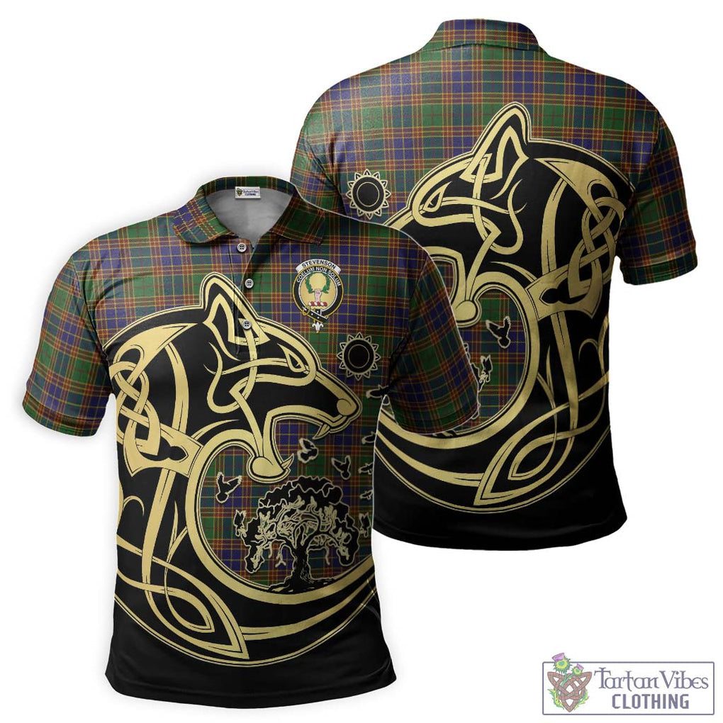 Stevenson Tartan Polo Shirt with Family Crest Celtic Wolf Style Kid - Tartanvibesclothing Shop