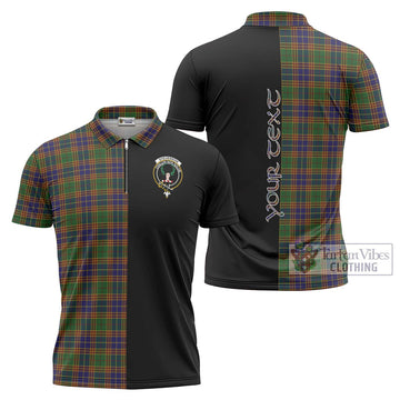Stevenson Tartan Zipper Polo Shirt with Family Crest and Half Of Me Style Unisex - Tartanvibesclothing Shop