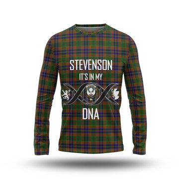 Stevenson Tartan Long Sleeve T-Shirt with Family Crest DNA In Me Style Unisex - Tartanvibesclothing Shop