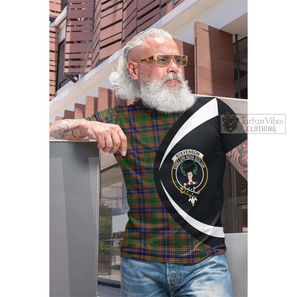 Tartan Vibes Clothing Stevenson Tartan Cotton T-shirt with Family Crest Circle Style