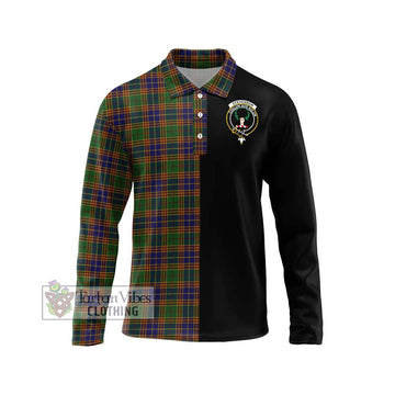 Stevenson Tartan Long Sleeve Polo Shirt with Family Crest and Half Of Me Style Unisex - Tartanvibesclothing Shop