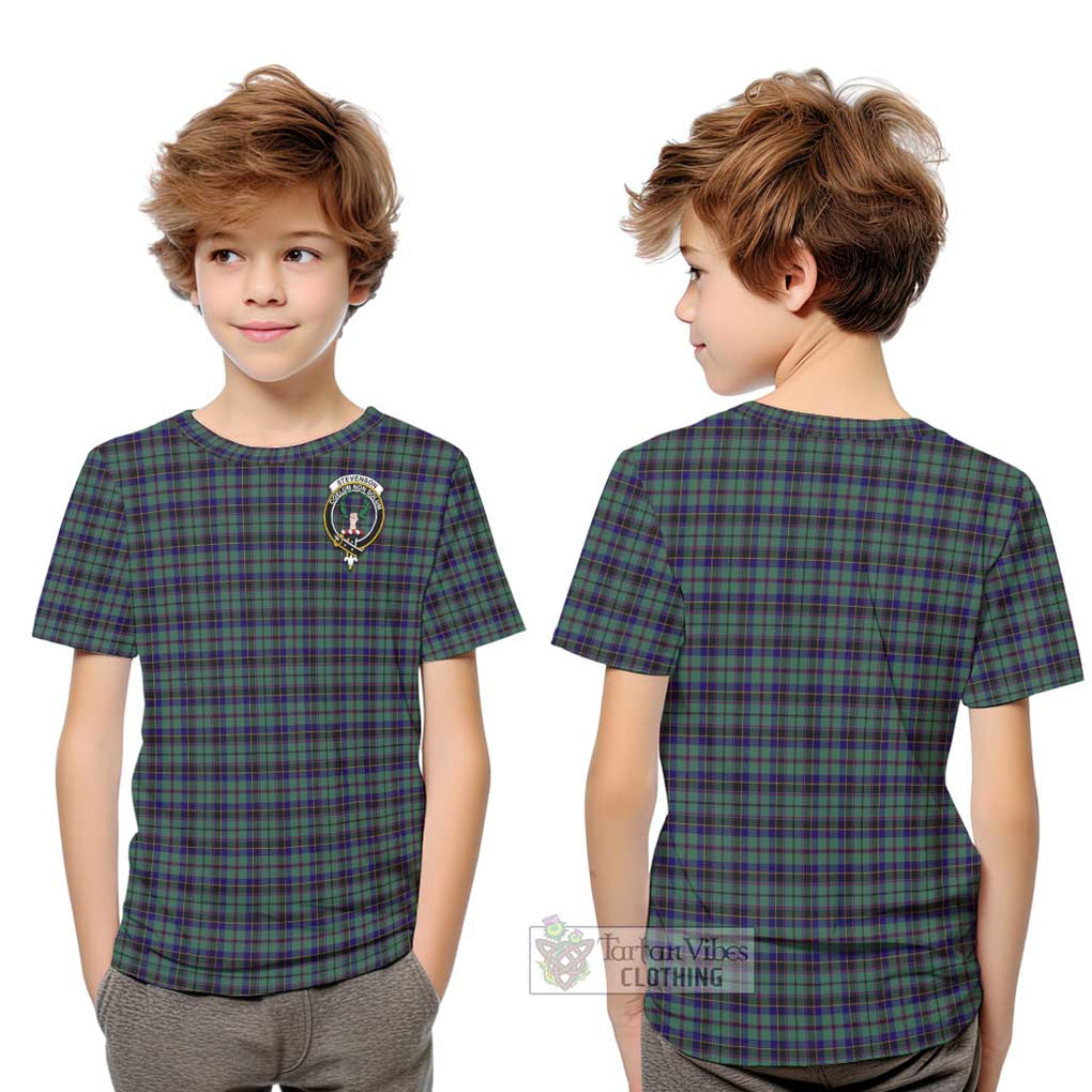Stevenson Tartan Kid T-Shirt with Family Crest Youth XL Size14 - Tartanvibesclothing Shop