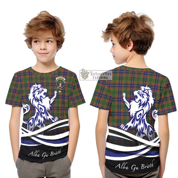 Stevenson Tartan Kid T-Shirt with Alba Gu Brath Regal Lion Emblem Youth XL Size14 - Tartanvibesclothing Shop