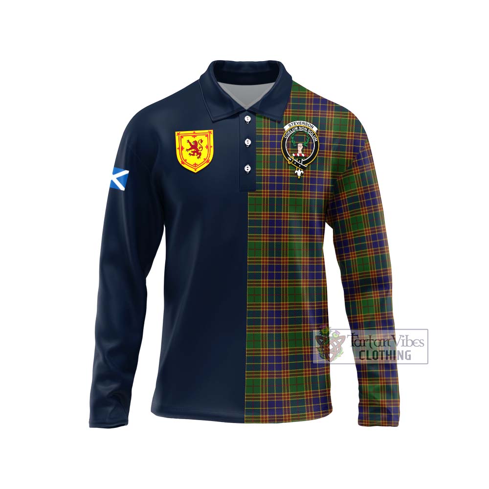 Tartan Vibes Clothing Stevenson Tartan Long Sleeve Polo Shirt with Scottish Lion Royal Arm Half Style
