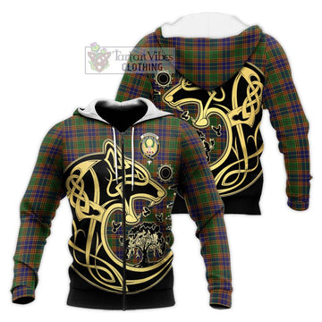Stevenson Tartan Knitted Hoodie with Family Crest Celtic Wolf Style Unisex Knitted Zip Hoodie - Tartan Vibes Clothing