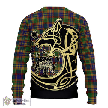 Stevenson Tartan Knitted Sweater with Family Crest Celtic Wolf Style - Tartan Vibes Clothing