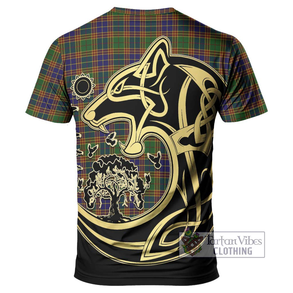 Stevenson Tartan T-Shirt with Family Crest Celtic Wolf Style - Tartan Vibes Clothing