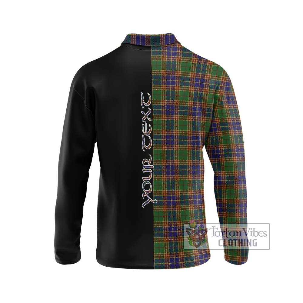 Stevenson Tartan Long Sleeve Polo Shirt with Family Crest and Half Of Me Style - Tartanvibesclothing Shop