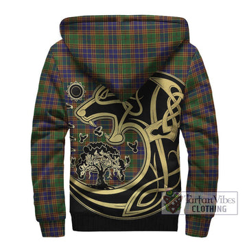 Stevenson Tartan Sherpa Hoodie with Family Crest Celtic Wolf Style - Tartan Vibes Clothing
