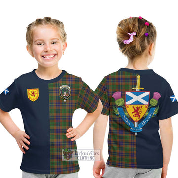 Tartan Vibes Clothing Stevenson Tartan Kid T-Shirt with Scottish Lion Royal Arm Half Style