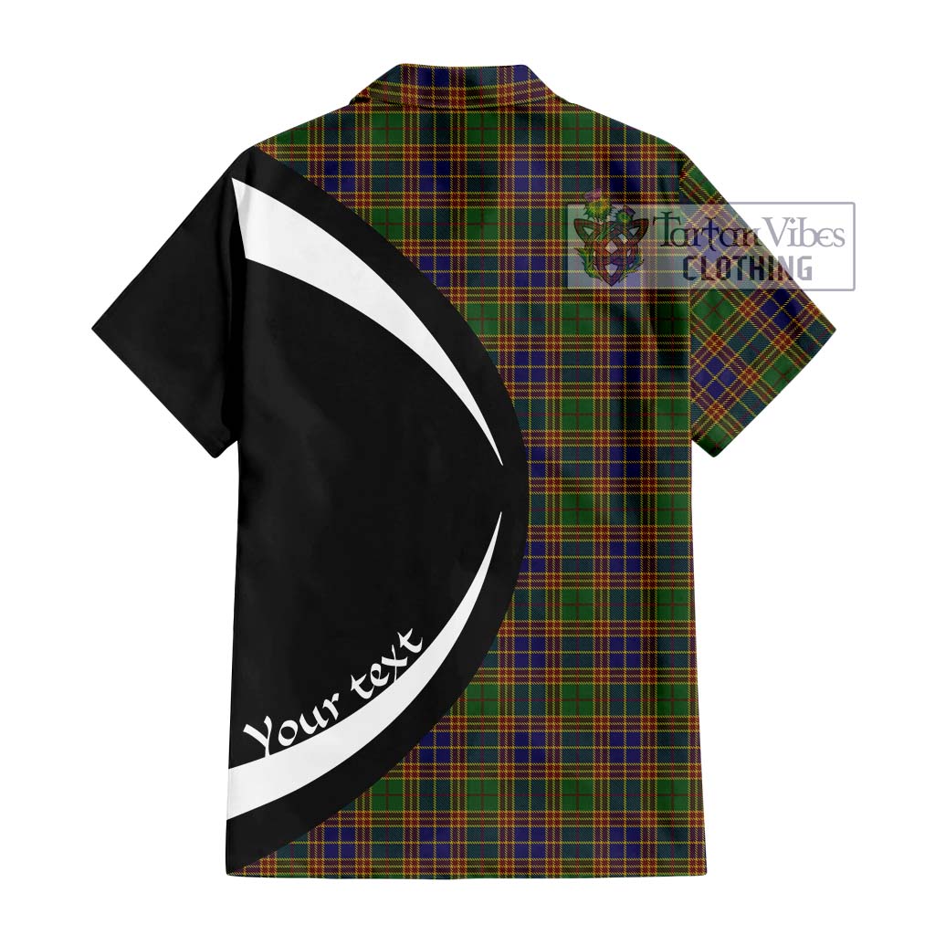 Stevenson Tartan Short Sleeve Button Up with Family Crest Circle Style - Tartan Vibes Clothing