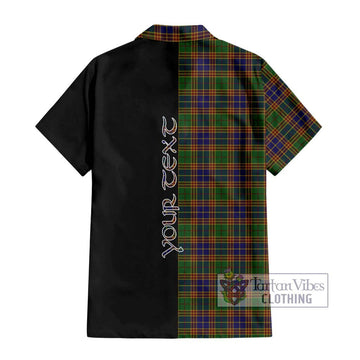 Stevenson Tartan Short Sleeve Button Shirt with Family Crest and Half Of Me Style - Tartanvibesclothing Shop