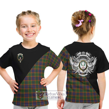 Stevenson Tartan Kid T-Shirt with Family Crest and Military Logo Style - Tartanvibesclothing Shop