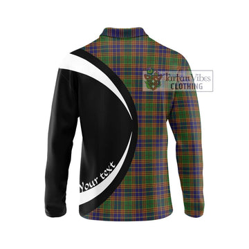 Stevenson Tartan Long Sleeve Polo Shirt with Family Crest Circle Style - Tartan Vibes Clothing