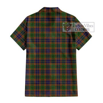 Stevenson Tartan Short Sleeve Button Shirt with Family Crest DNA In Me Style - Tartanvibesclothing Shop