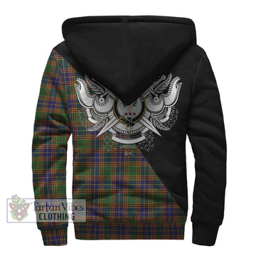 Stevenson Tartan Sherpa Hoodie with Family Crest and Military Logo Style - Tartanvibesclothing Shop